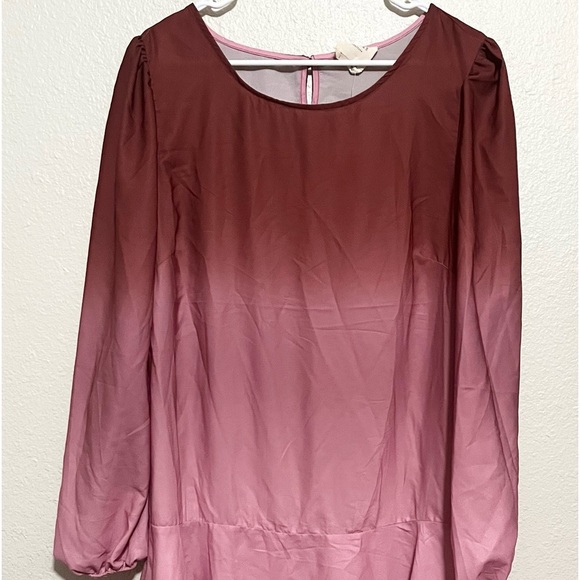 NWT Pink Ombre Dress Harper Size Large Keyhole Back Button 20” Bust 35” Length - Picture 1 of 3